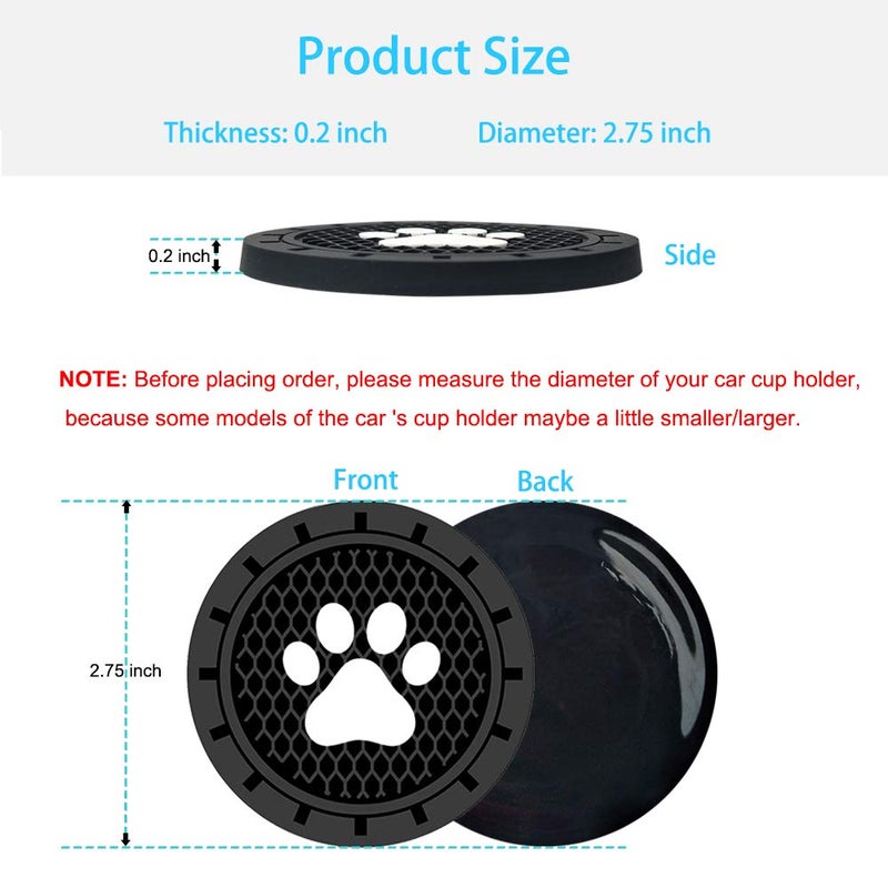 BukNikis Car Cup Holder Coasters-Car Interior Accessories 2.75 inch Silicone Anti Slip Cute Dog Paw Car Coaster -Universal (Pack of 2) - Image 5